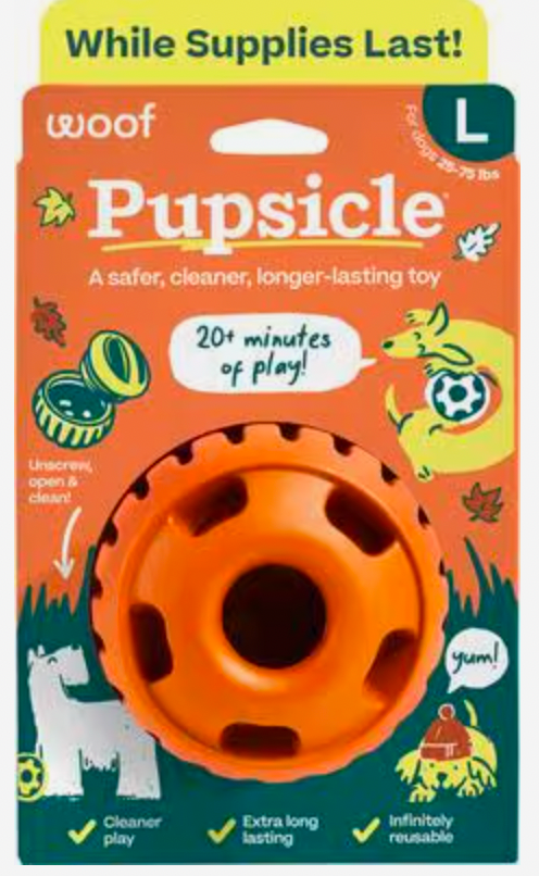 Woof Holiday Pupsicle Treat Dispensing Dog Toy, Small - Pumpkin