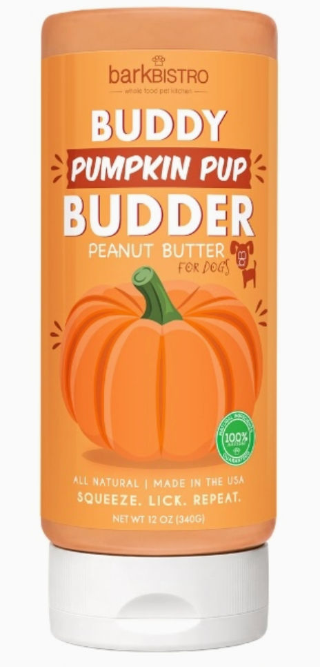 Bark Bistro Buddy Budder 14 oz. squeeze bottle, Punpkin Pup