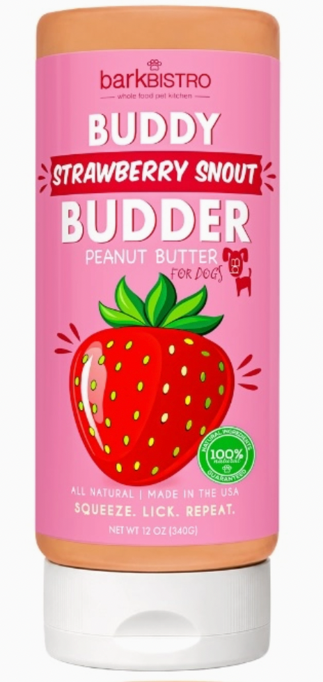 Bark Bistro Buddy Budder 14 oz. squeeze bottle, Strawberry Snout