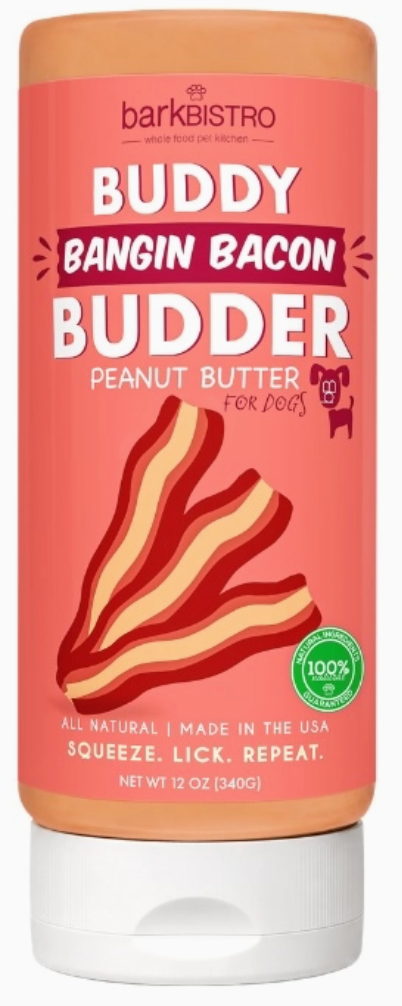 Bark Bistro Buddy Budder 14 oz. squeeze bottle, Bangin' Bacon