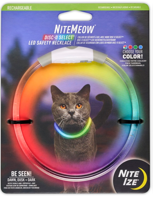 Nite Ize "Nite Meow" Rechargeable LED Safety Necklace, Cats