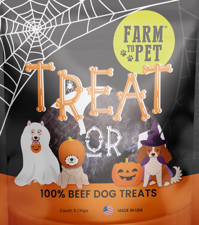 Farm To Pet, Halloween Trick or Treat Snack Packs (Beef, Chicken, Fish, Turkey)