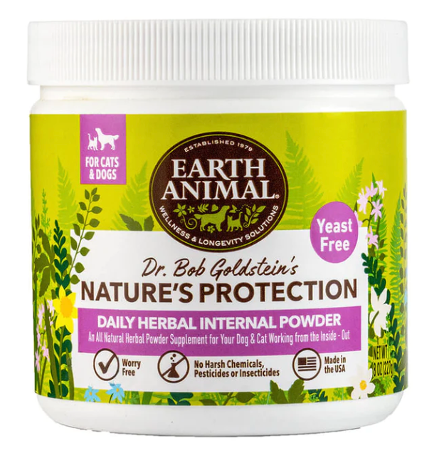 Earth Animal Nature's Protection Herbal Flea & Tick Repellant Internal Powder, For Dogs and Cats
