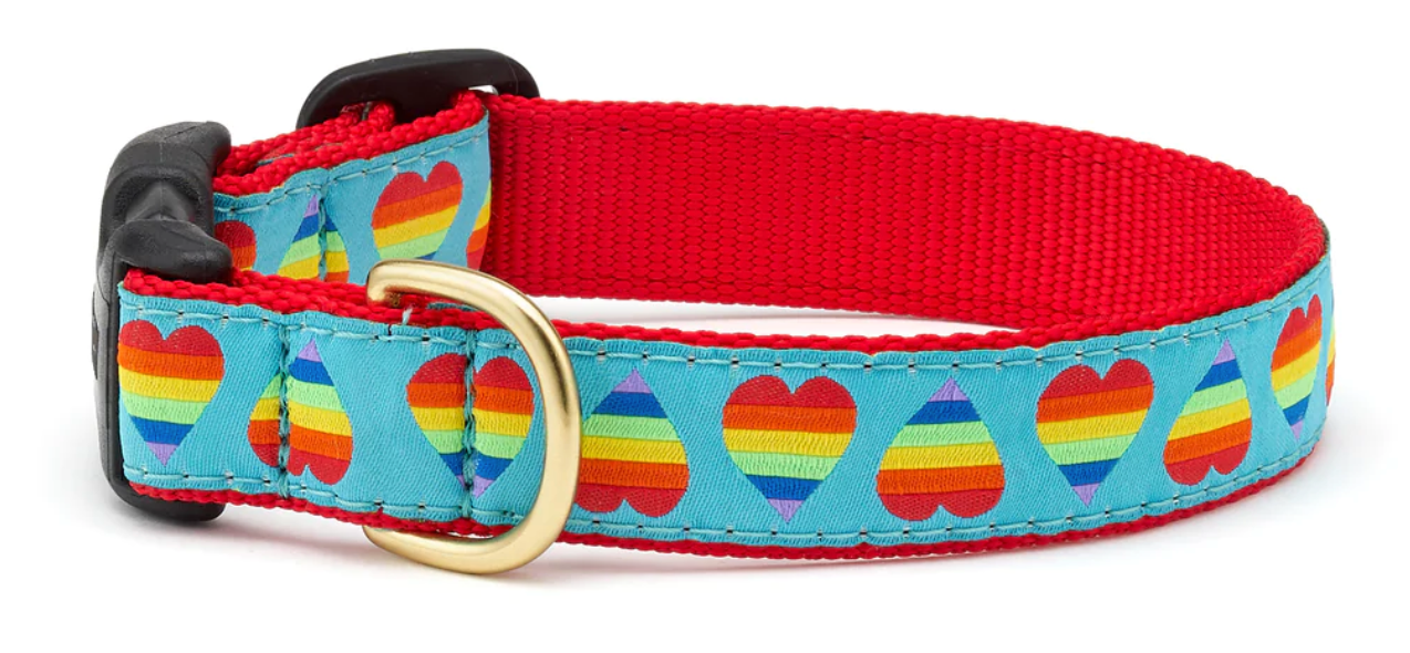 Up Country Rainbow Hearts Dog Collar