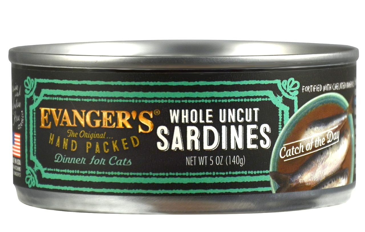 Evanger's Hand Packed "Catch of the Day" Uncut Sardines for Cats, 5.5 oz