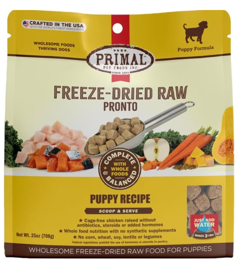 Primal Raw Pronto Dog Freeze-Dried Dog Food/Topper, Chicken Recipe for Puppies