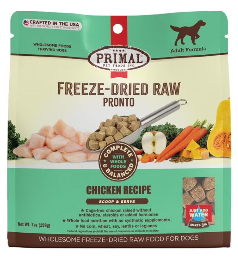 Primal Raw Pronto Dog Freeze-Dried Dog Food/Topper, Chicken Recipe