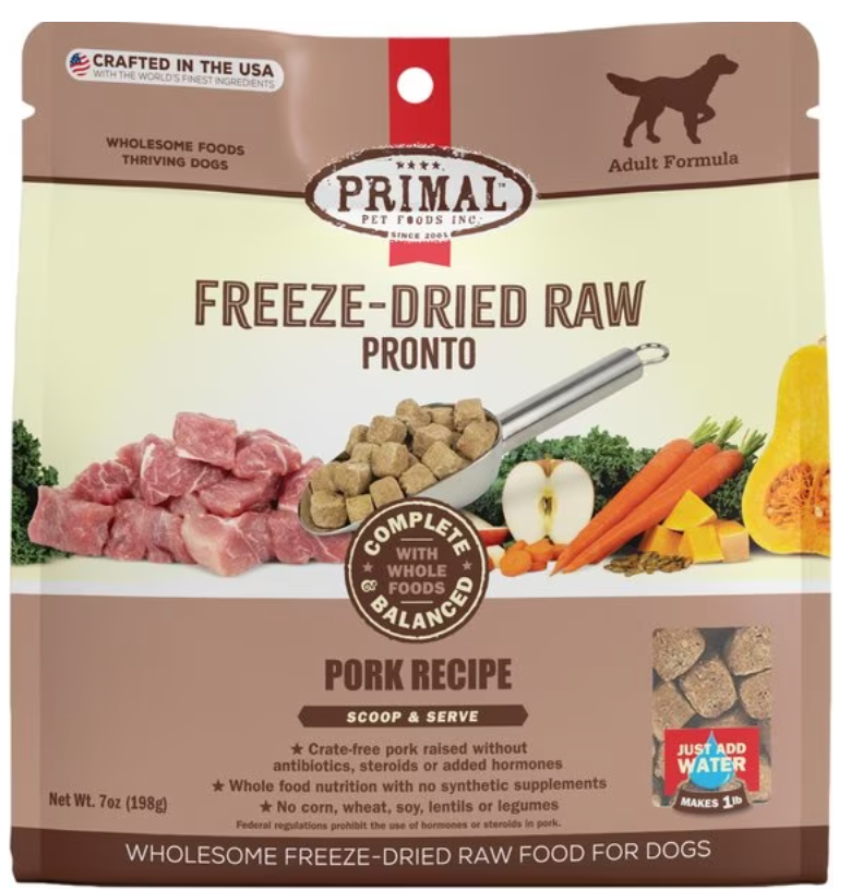 Primal Raw Pronto Dog Freeze-Dried Dog Food/Topper, Pork Recipe