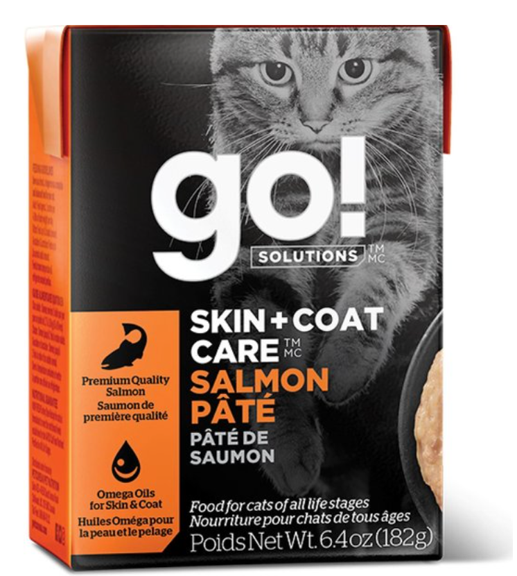 Petcurean Go! Skin & Coat Care Salmon Pate With Grains for Cats, 6.4 oz.