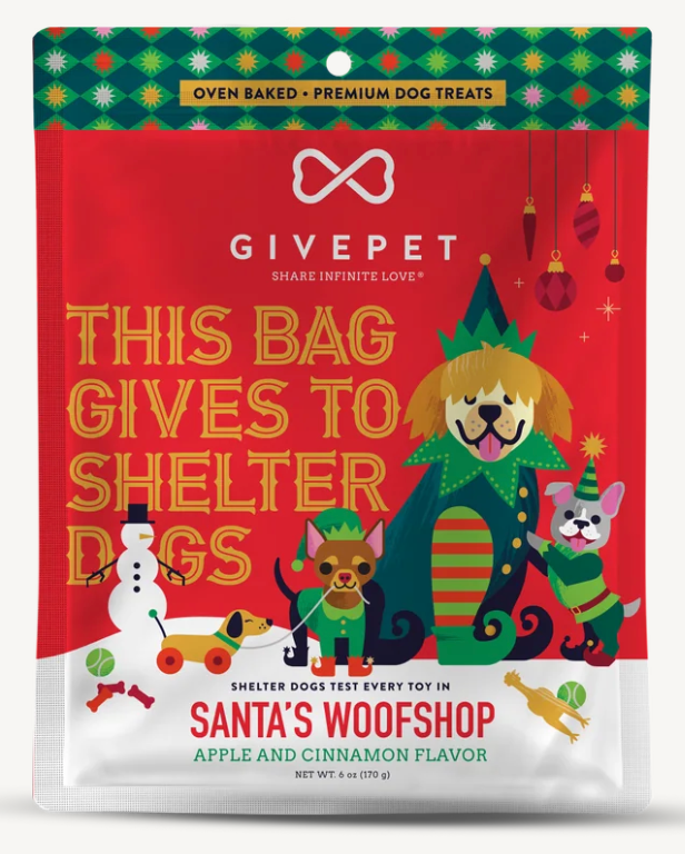 GivePet "Santa's WoofShop" Holiday Apple & Cinnamon Crunchy Dog Treats