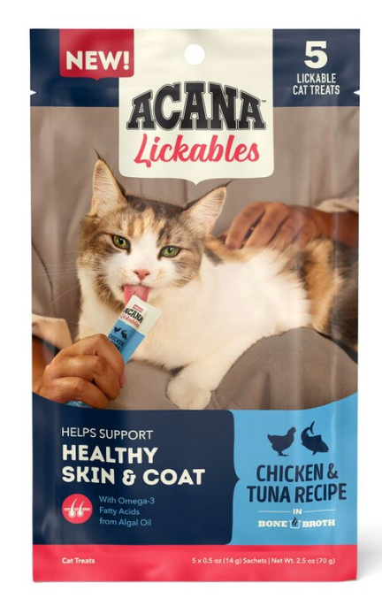 Acana "Lickables" Cat Treats, 5 x 0.5 tubes, Chicken & Tuna