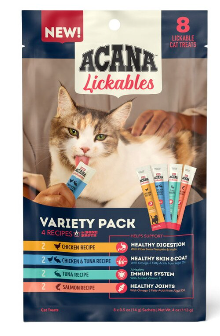 Acana "Lickables" Cat Treats, 8 x 0.5 tubes, Variety Pack