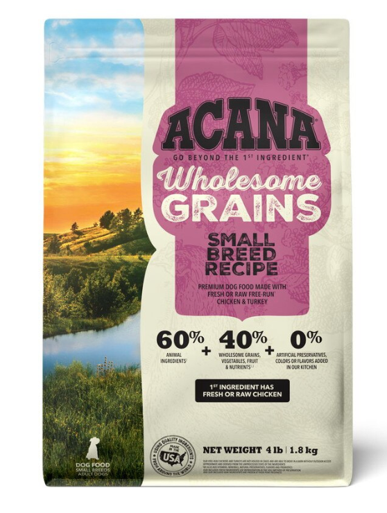 Acana Wholesome Grains, Chicken, Turkey & Grains Dry Dog Food, Small Breed Reciipe
