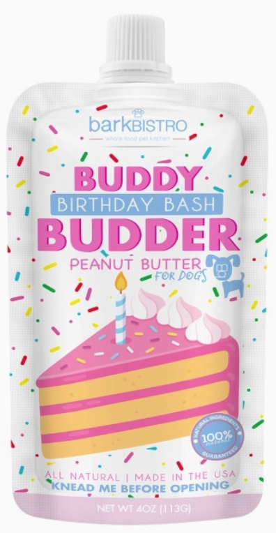 Bark Bistro Buddy Budder 4 oz. squeeze packs, Birthday Bash