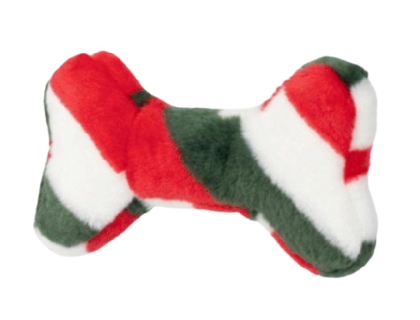 Fluff & Tuff "Retro Wreath" Mini Peppermint Bone Holiday Dog Toy