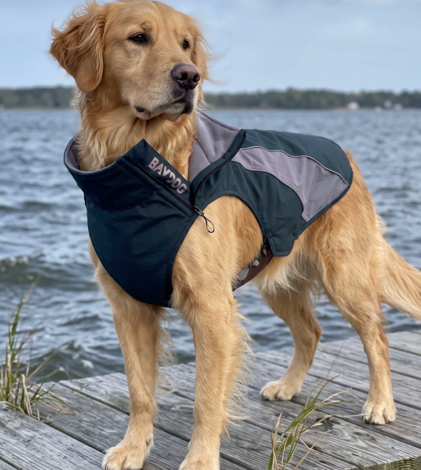 BayDog Saginaw Fleece Dog Coat, (XS-XXL) Black