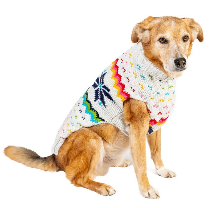 Chilly Dog Wool Rainbow Snowflake Dog Sweater (S, M, L)