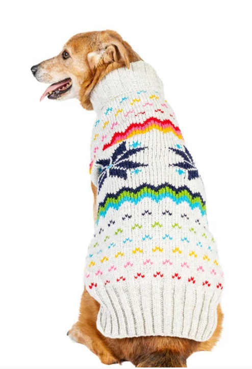 Chilly Dog Wool Rainbow Snowflake Dog Sweater (S, M, L)