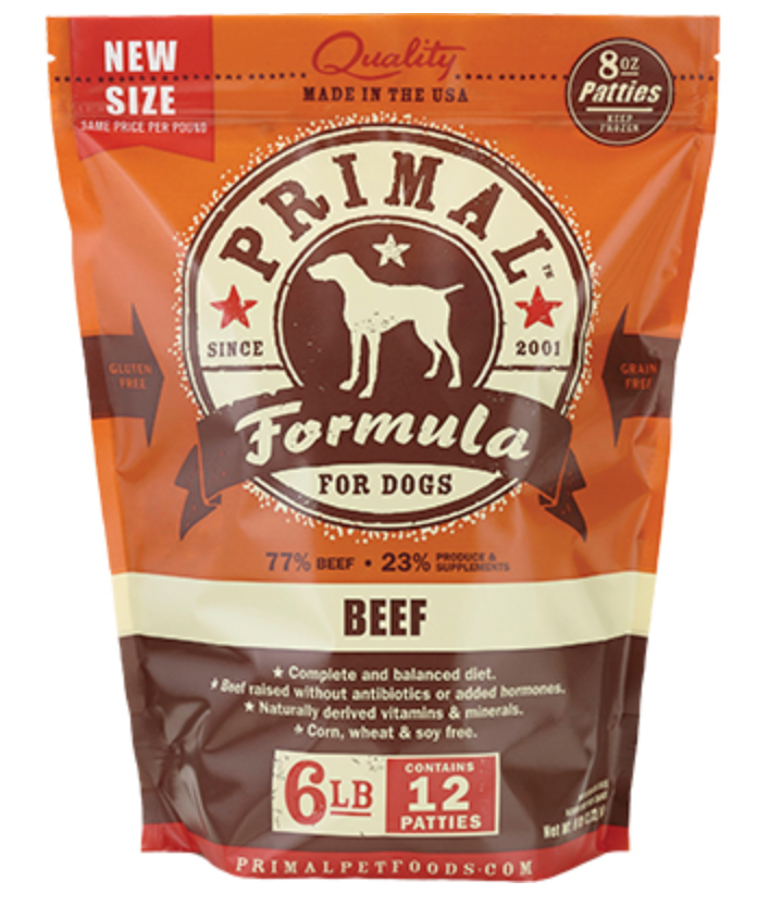 Primal Dog Frozen Patties 6 lb. Beef Animal Connection LLC