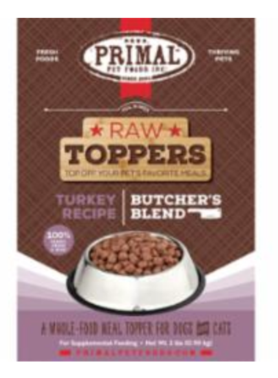 Primal Dog&Cat Frozen Raw Butcher's Blend Topper, Turkey 2 lbs
