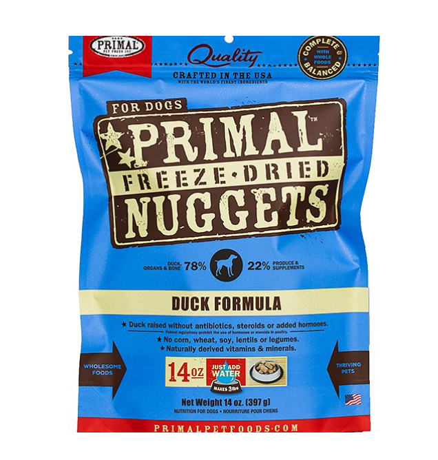 Primal Dog Freeze Dried 14 oz. Nuggets, Duck