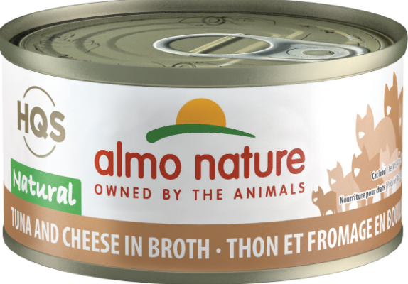 Almo Nature HQS Tuna and Cheese in Broth Canned Cat Food, 2.47 oz.