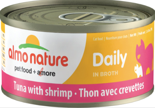 Almo Nature Daily Limited Ingredient Tuna with Shrimp Canned Cat Food, 2.47 oz.