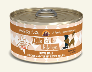 Weruva Cats In The Kitchen "Fowl Ball" Chicken & Turkey Au Jus Canned Cat Food
