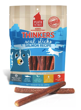 Plato Thinkers Meat Stick 18oz Treat Pack, Salmon Recipe