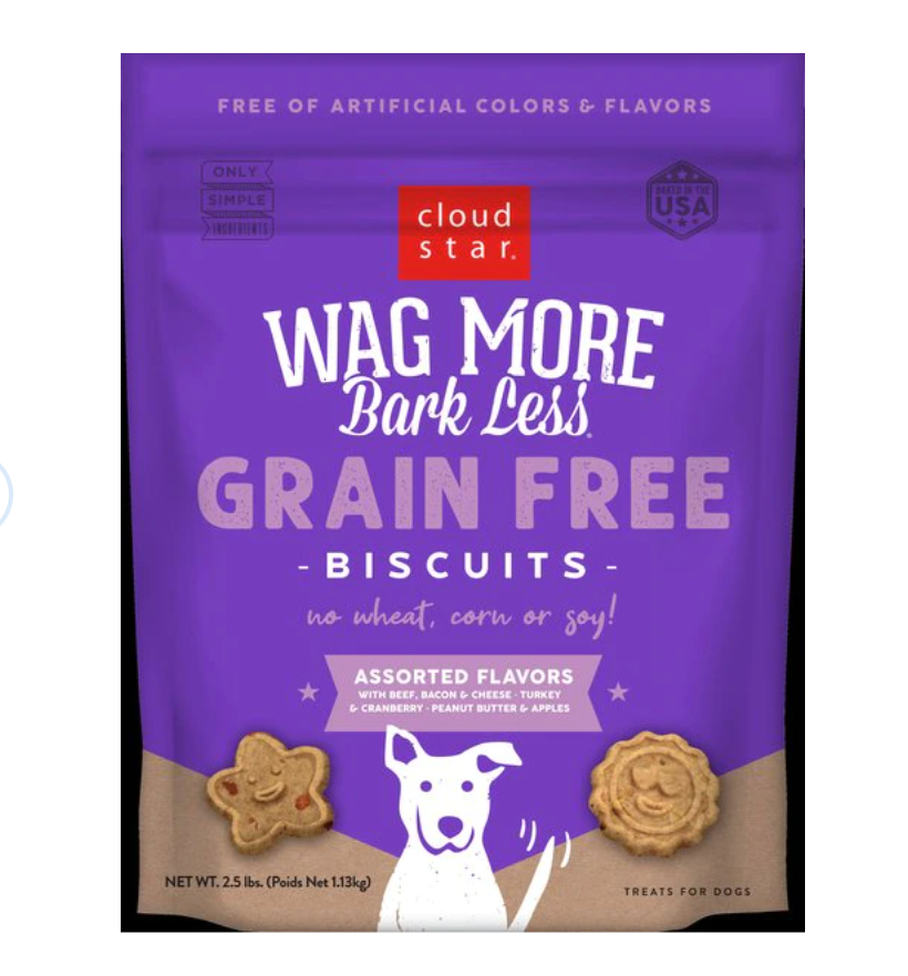 Cloud Star Wag More Bark Less Grain Free Assorted Flavor Crunchy Dog Biscuits, 2.5 lbs.