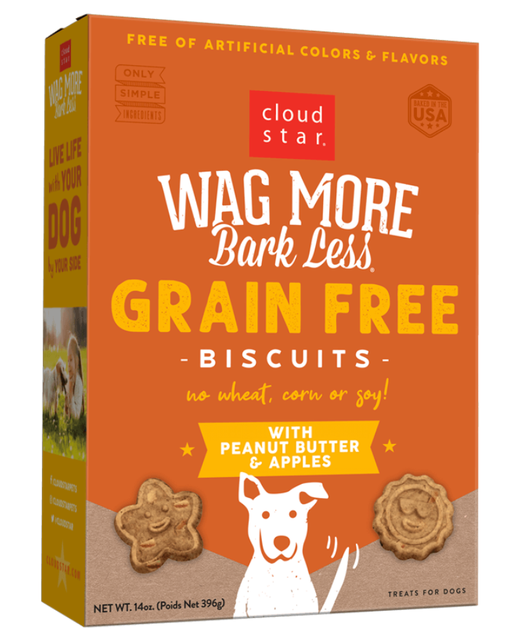 Cloud Star Wag More Bark Less Grain-Free Oven Baked with Peanut Butter & Apples Dog Treats