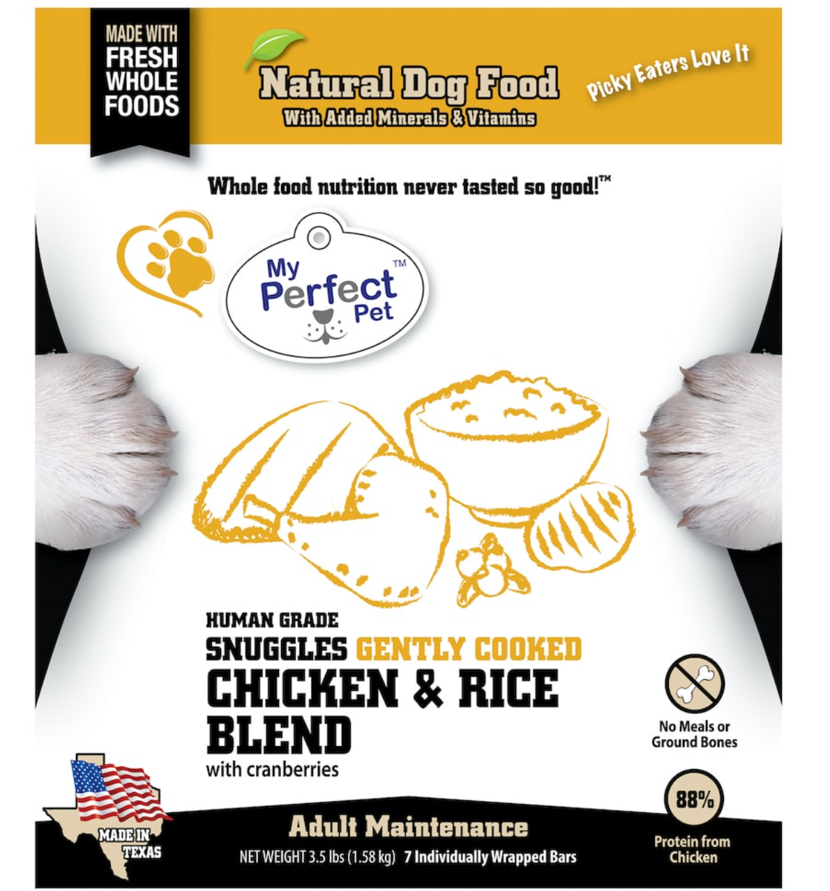 My Perfect Pet Gently Cooked/Frozen Grain Free, Snuggles Chicken and Rice Dog Food