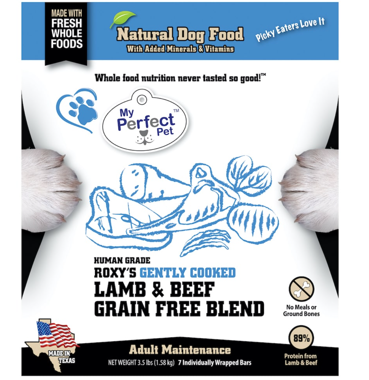 My Perfect Pet Gently Cooked/Frozen Grain Free, Roxy's Lamb and Beef Dog Food