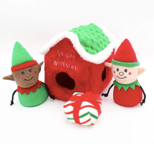 ZippyPaws Holiday Burrow "Santa’s Workshop" Interactive Dog Toy