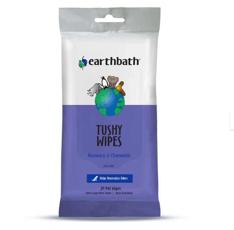 Earthbath Tushy Wipes For Dogs & Cats, 30 count