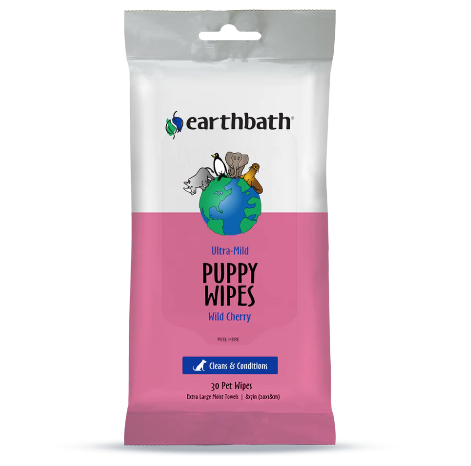 Earthbath Puppy Wipes For Dogs, Wild Cherry, 100 count