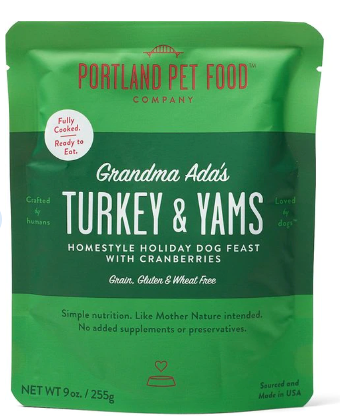 Portland Pet Food "Grandma Ada's Turkey & Yams" Homestyle Wet Dog Food Topper, 9-oz pouch