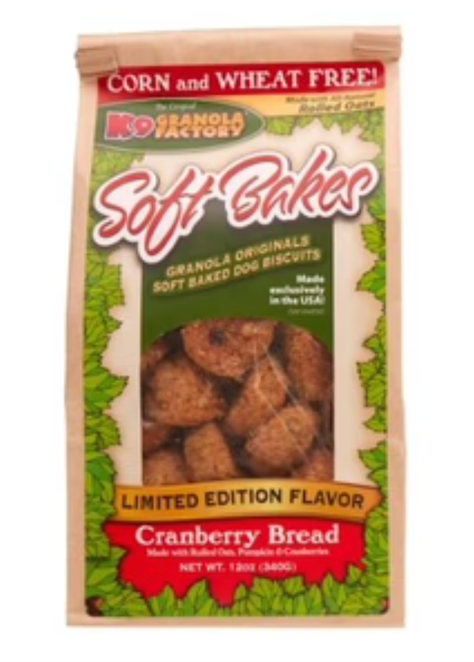 K9 Granola Factory "Soft Bakes" Dog Treats, Cranberry Bread Recipe