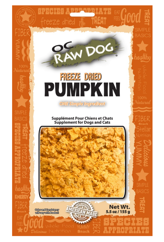 OC Raw Freeze Dried "Pumpkin Roxx" Dietary Supplement for Dogs or Cats, 5.5 oz