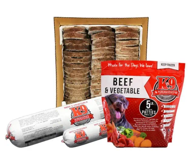 K9 Kraving Frozen Patties, Beef & Vegetable Recipe  - 5lb bag