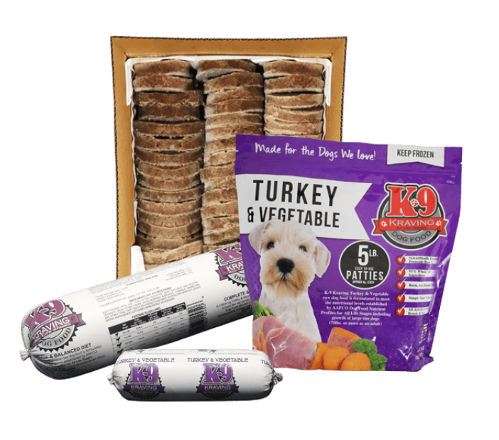 K9 Kraving Frozen Patties, Turkey & Vegetable Recipe  - 5 lb bag