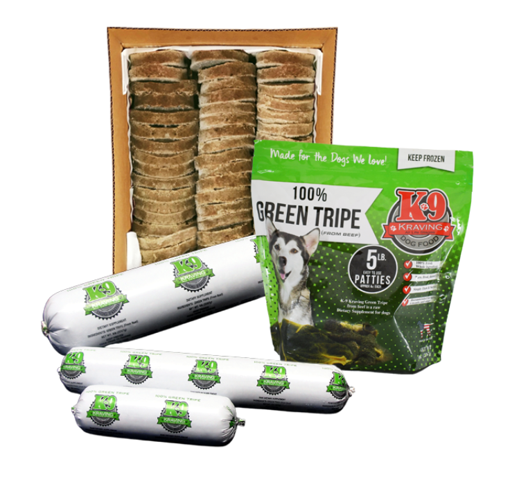 K9 Kraving Frozen Patties, Green Tripe Recipe  - 5lb bag