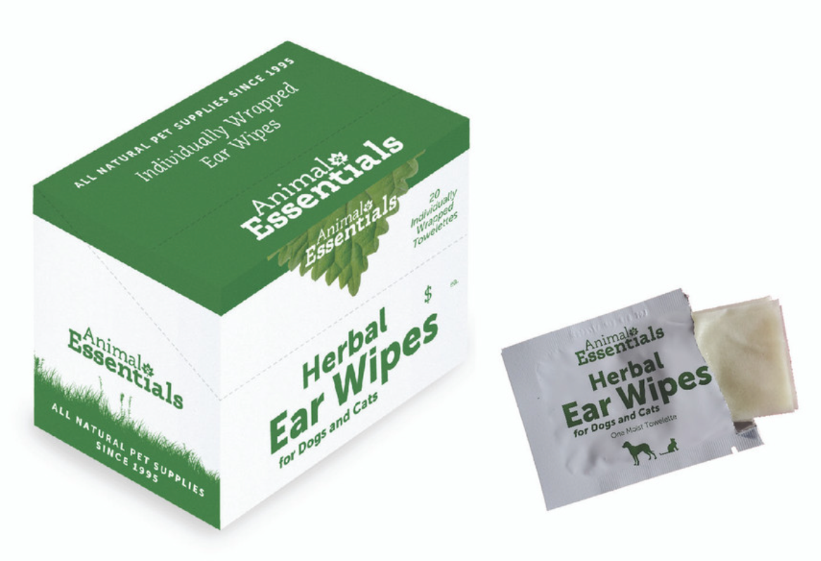Animal Essentials Individually Wrapped Ear Wipes, 20 Towelettes