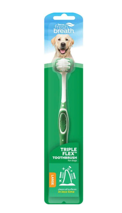 TropiClean Fresh Breath Triple Flex Toothbrush For Dogs, Small/Med and Large sizes