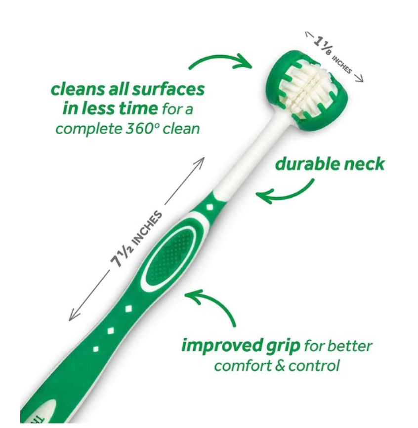 TropiClean Fresh Breath Triple Flex Toothbrush For Dogs, Small/Med and Large sizes