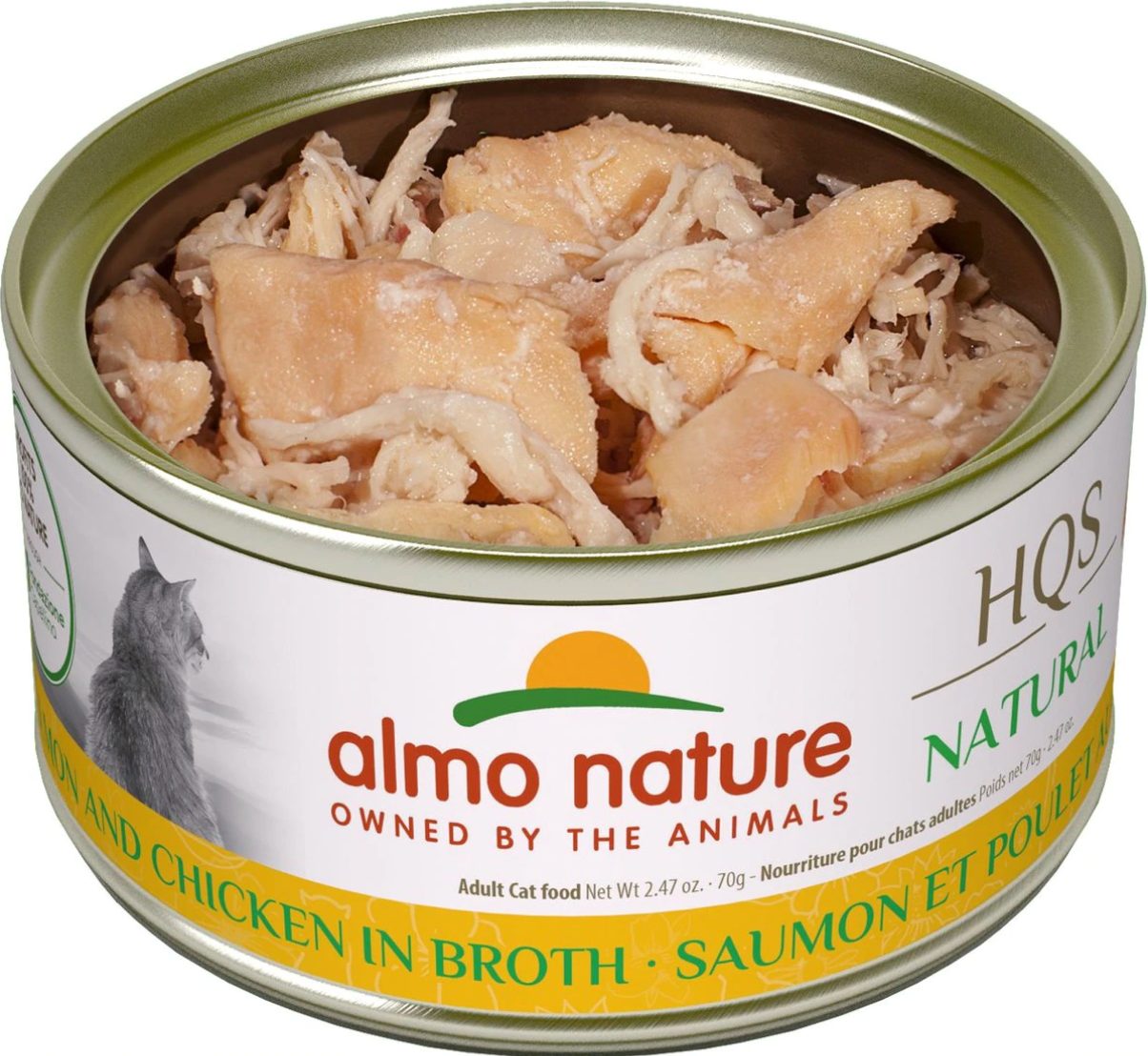 Almo Nature Daily HQS Salmon With Chicken in Broth Canned Cat Food, 2.47 oz.