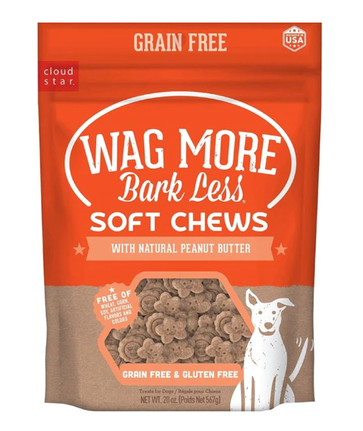 Cloud Star Wag More Bark Less Soft Chews, Peanut Butter Grain-Free Dog Treats, 20-oz bag