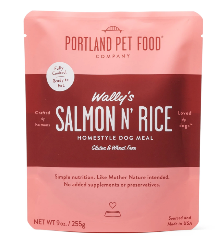 Portland Pet Food "Wally's Salmon N' Rice" Wet Dog Food Meal, 9-oz pouch