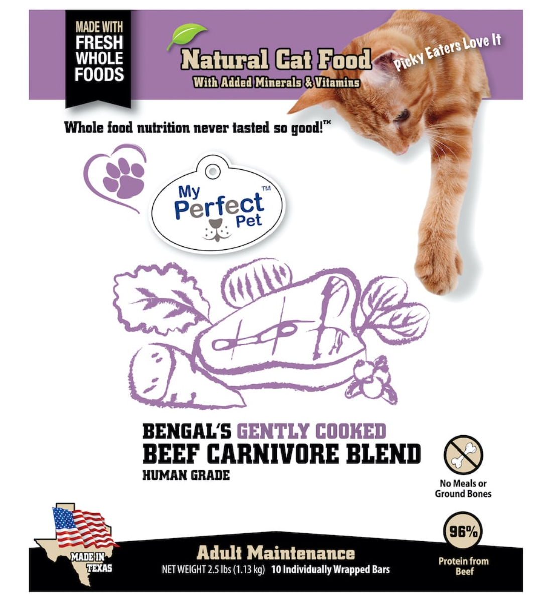 My Perfect Pet Natural Gently Cooked/Frozen Cat Food, Bengals Beef