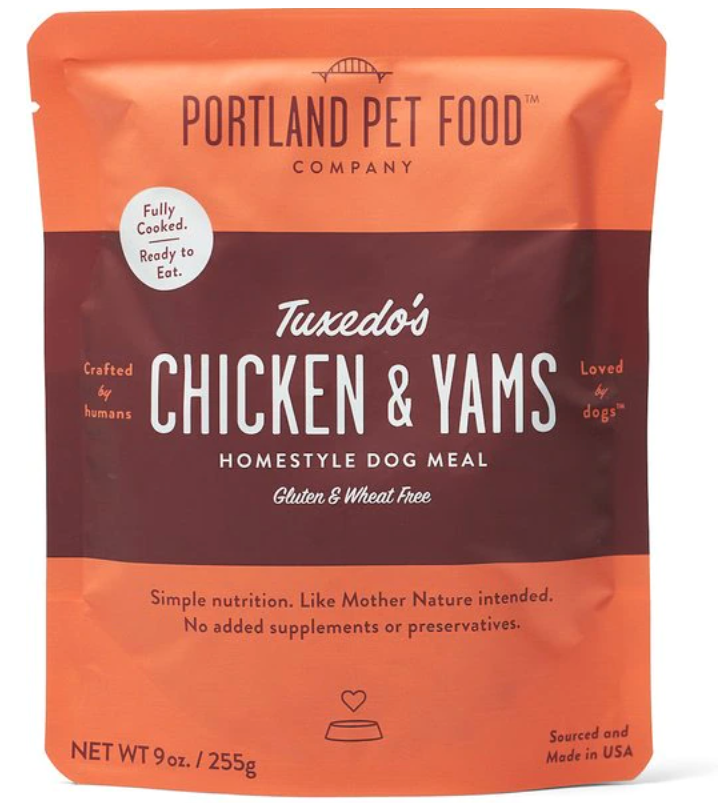 Portland Pet Food "Tuxedo's' Chicken N' Yams" Homestyle Wet Dog Food Meal, 2.6 oz pouch